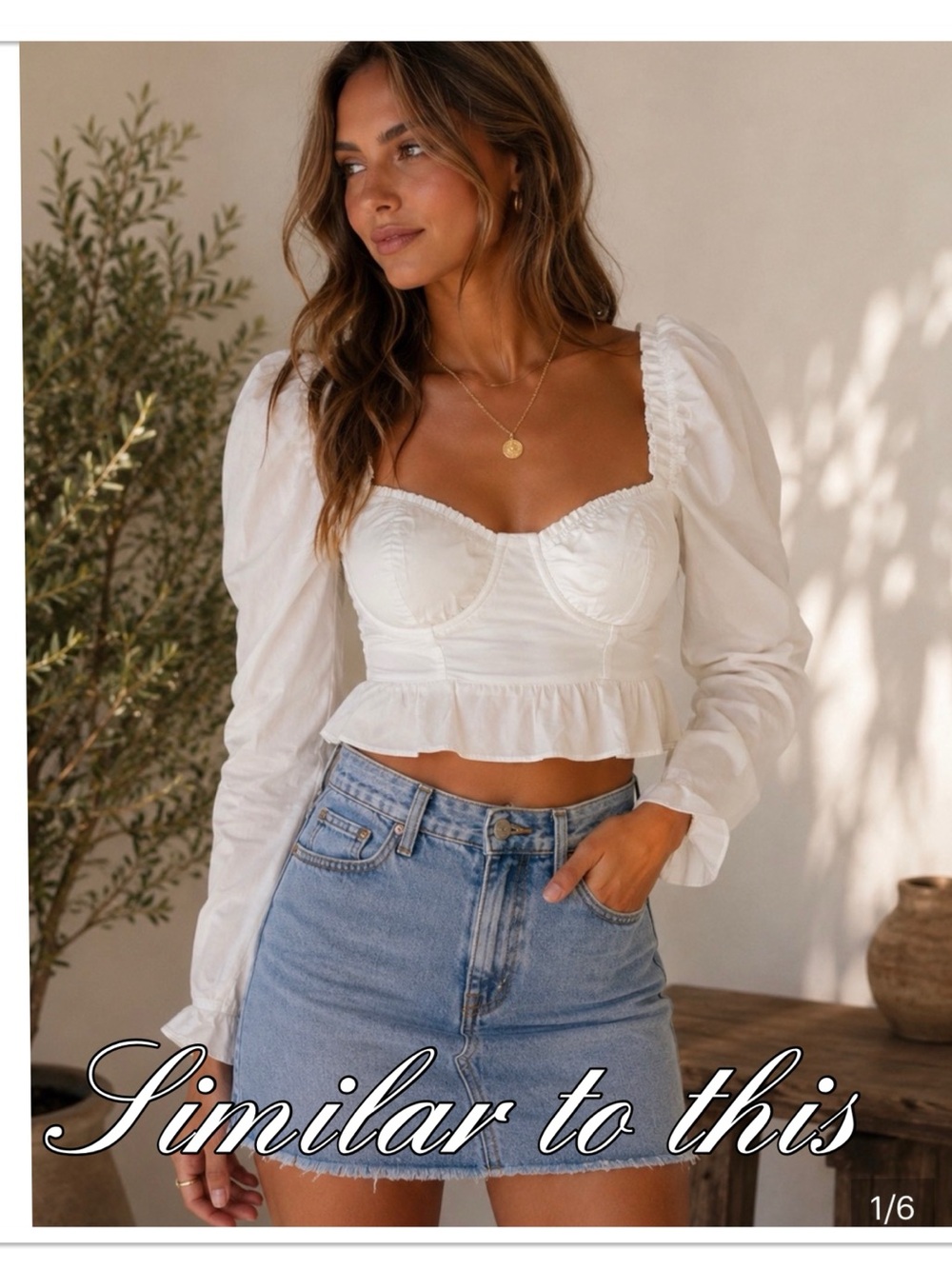 Olivaceous White Smocked Peplum Puff Sleeve Crop Top